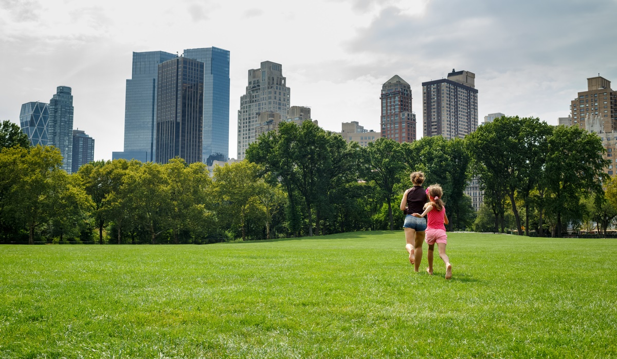 City park. Earth Day energy efficiency.